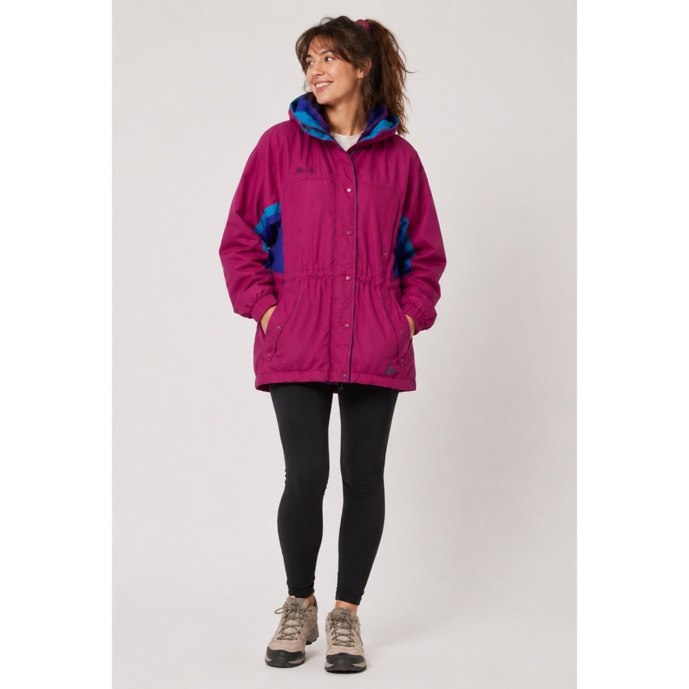 Vintage Columbia Long's Peak Jacket Women XL Pink Purple Fleece Zip out Hood
